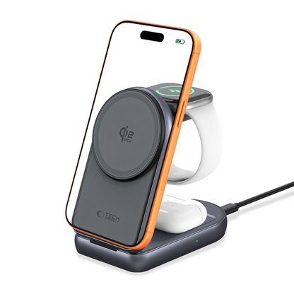 Bezdrátová síťová nabíječka Tech-Protect A53 3v1, 25W, šedá