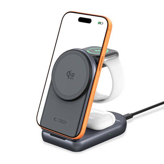 Bezdrátová síťová nabíječka Tech-Protect A53 3v1, 25W, šedá