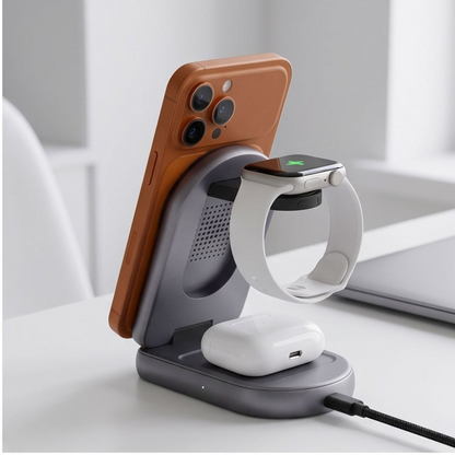 Bezdrátová síťová nabíječka Tech-Protect A53 3v1, 25W, šedá