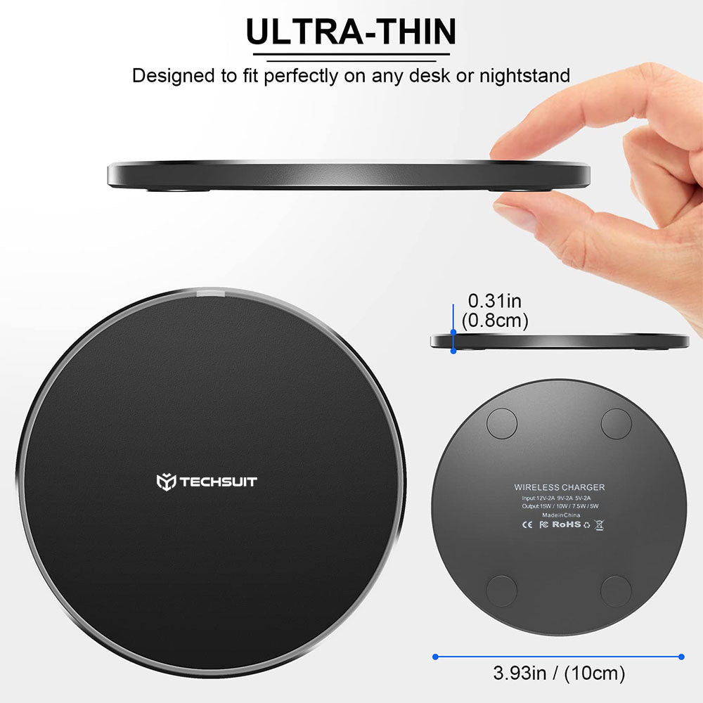 Bezdrátová síťová nabíječka Techsuit CHWR031 Premium, 15W, 1.67A, Černá