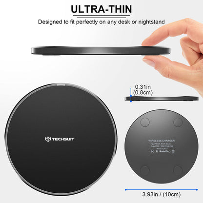 Bezdrátová síťová nabíječka Techsuit CHWR031 Premium, 15W, 1.67A, Černá