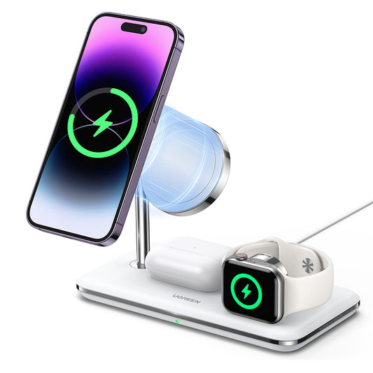Bezdrátová nabíječka UGREEN CD278 3v1, 25W, 1.67A, Bílá