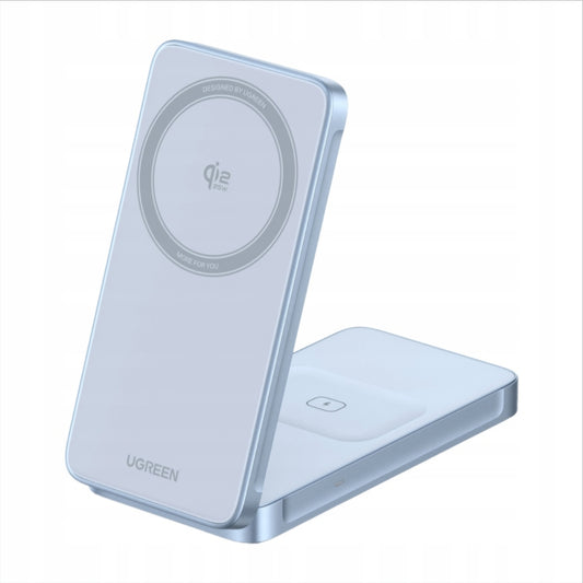 Bezdrátová nabíjecí stanice UGREEN MagFlow 2v1, 25W, Modrá