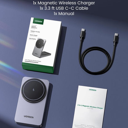 Bezdrátová síťová nabíječka UGREEN W528 2v1, 20W, 1.67A, černá