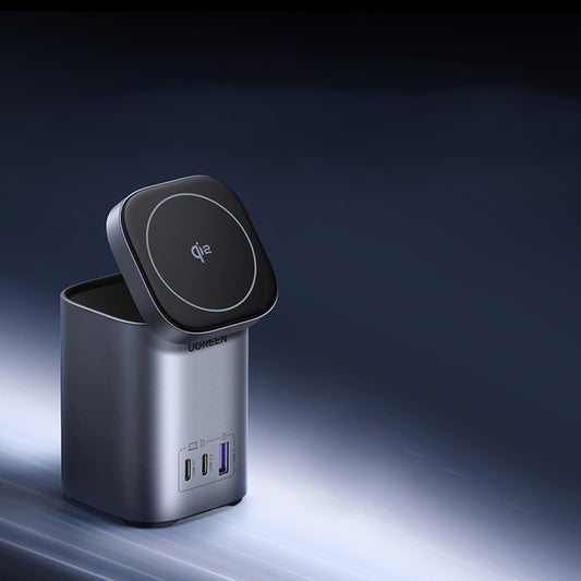 Bezdrátová síťová nabíječka UGREEN X555 4v1, 65W, 3.25A, 1 x USB-A - 2 x USB-C, Šedá
