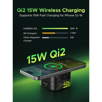 Bezdrátová síťová nabíječka UGREEN Genshin Impact Ed.W702 2v1, 25W, 1.67A, 1 x USB-C, Černá