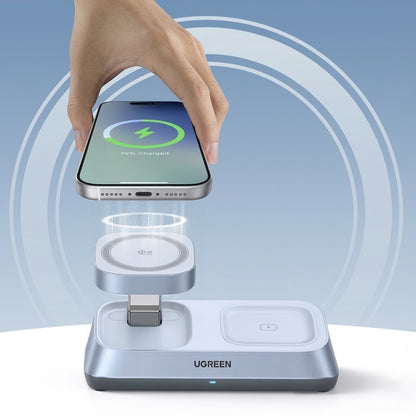 Bezdrátová nabíjecí stanice UGREEN W711 3v1, 25W, 1.67A, Modrá