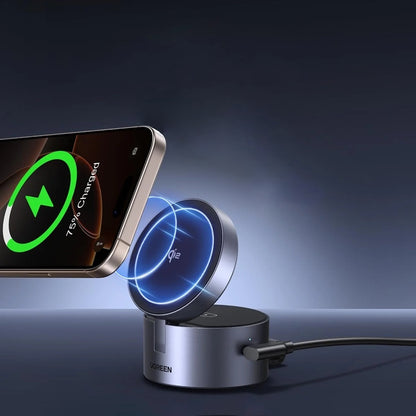 Bezdrátová nabíjecí stanice UGREEN W712 (65148) 3v1, 25W, 1.67A, šedá