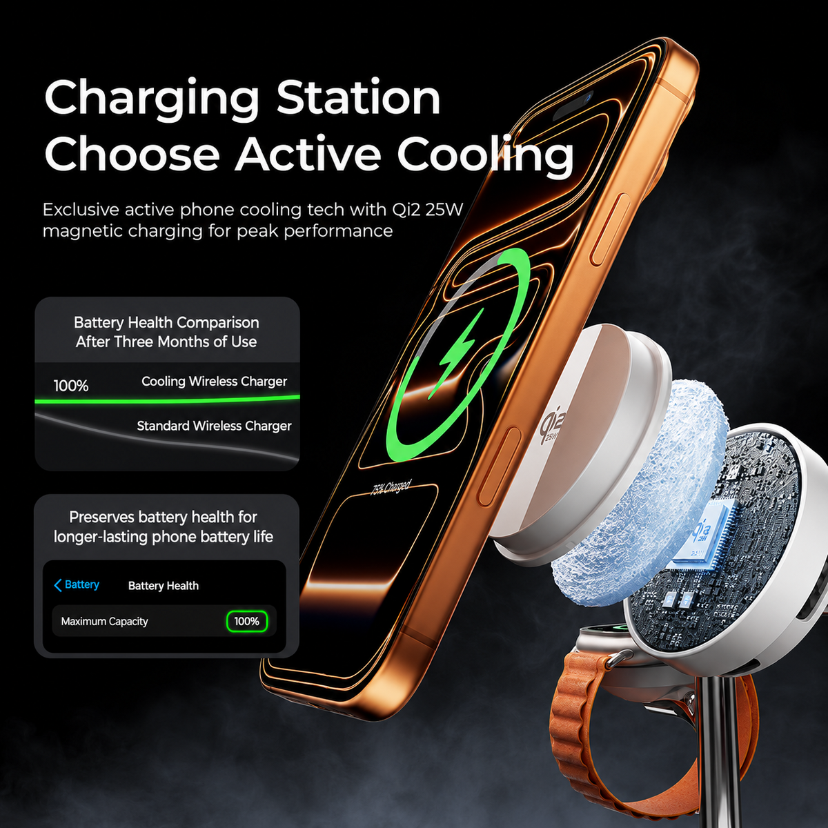 Bezdrátová síťová nabíječka XO Design CX045 3v1, 25W, bílá