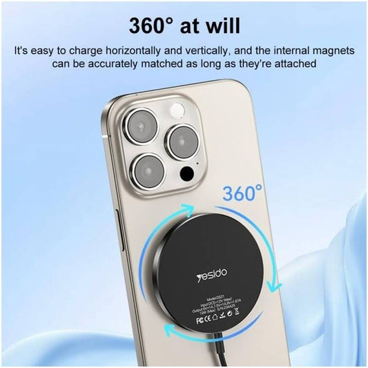 Bezdrátová síťová nabíječka Yesido DS21, 15W, 1.67A, Černá