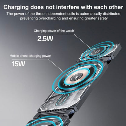 Bezdrátová nabíječka Yesido DS25 3v1, 15W, 1.67A, Černá