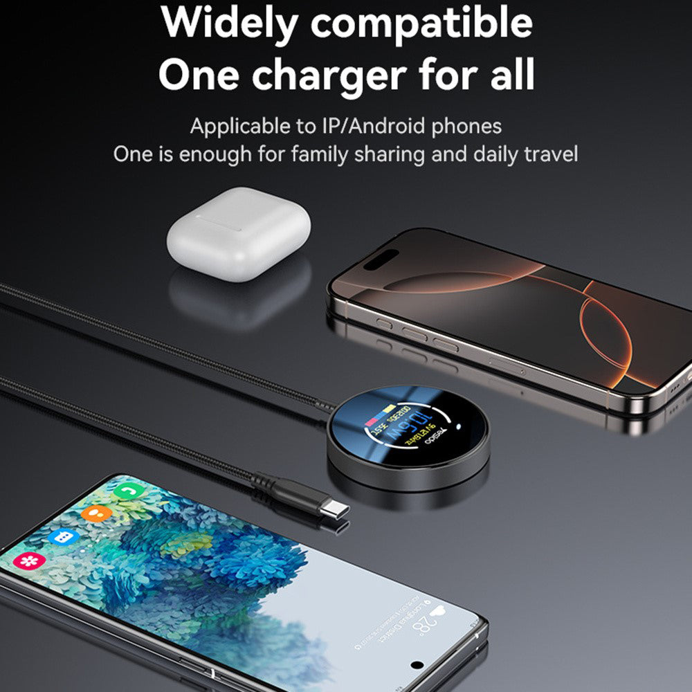 Bezdrátová síťová nabíječka Yesido DS28 Display, 15W, 1.67A, Černá