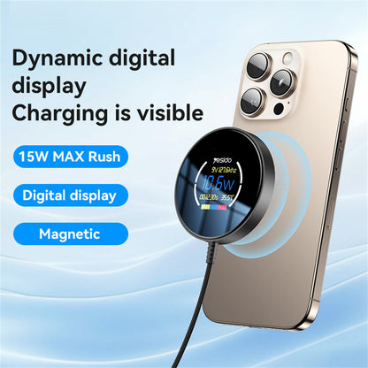 Bezdrátová síťová nabíječka Yesido DS28 Display, 15W, 1.67A, Černá