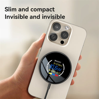 Bezdrátová síťová nabíječka Yesido DS28 Display, 15W, 1.67A, Černá