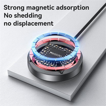 Bezdrátová síťová nabíječka Yesido DS28 Display, 15W, 1.67A, Černá