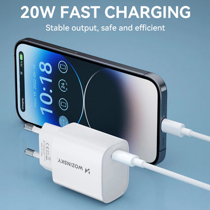 Síťová nabíječka WZK WGWCCW, 20W, 3A, 1 x USB-C, bílá