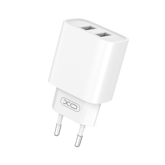 Síťová nabíječka XO Design CE02C, 10.5W, 2.1A, 2 x USB-A, Bílá