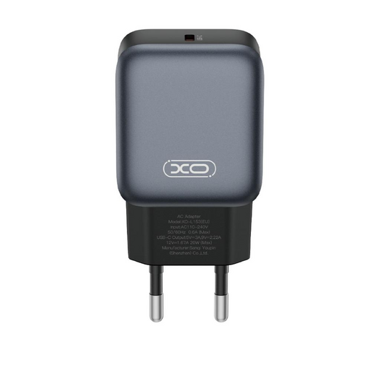 XO Design L153 Network Charger, 20W, 3A, 1 x USB-C, Black