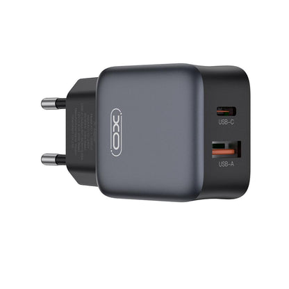 Síťová nabíječka XO Design L156, 30W, 3A, 1 x USB-A - 1 x USB-C, Černá