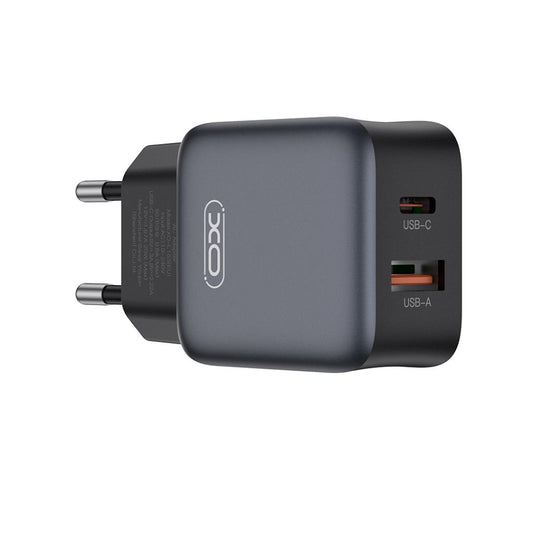 Síťová nabíječka XO Design L156, 30W, 3A, 1 x USB-A - 1 x USB-C, Černá