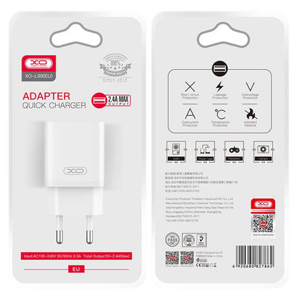 Síťová nabíječka XO Design L99, 12W, 2.4A, 1 x USB-A, Bílá