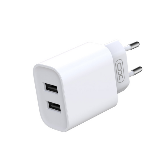 Síťová nabíječka XO Design CE02C, 10.5W, 2.1A, 2 x USB-A, Bílá