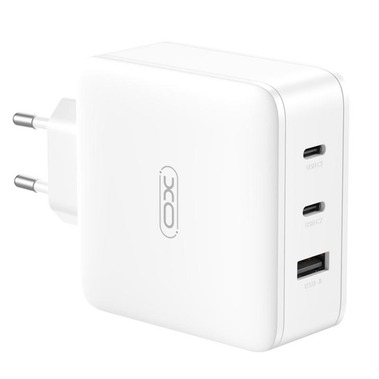Síťová nabíječka XO Design CE14, 100W, 3,25A, 1 x USB-A - 2 x USB-C, bílá