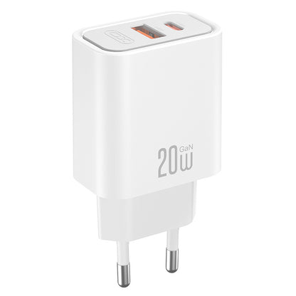 Síťová nabíječka XO Design CE40, 20W, 3A, 1 x USB-A - 1 x USB-C, bílá