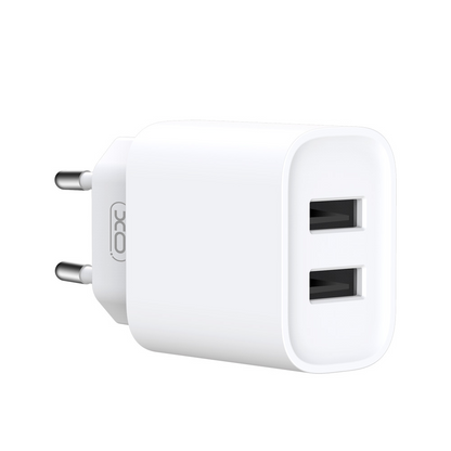 Síťová nabíječka XO Design CE02C, 10.5W, 2.1A, 2 x USB-A, Bílá