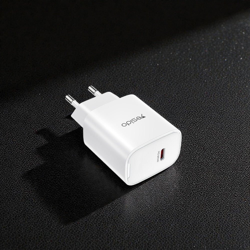 Síťová nabíječka Yesido YC01E, 20W, 3A, 1 x USB-C, Bílá