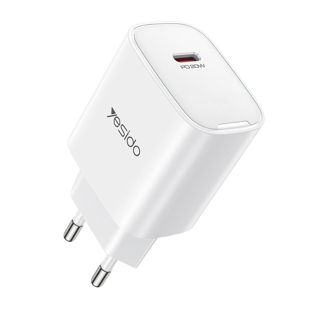 Síťová nabíječka Yesido YC01E, 20W, 3A, 1 x USB-C, Bílá
