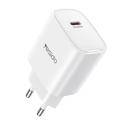 Síťová nabíječka Yesido YC01E, 20W, 3A, 1 x USB-C, Bílá