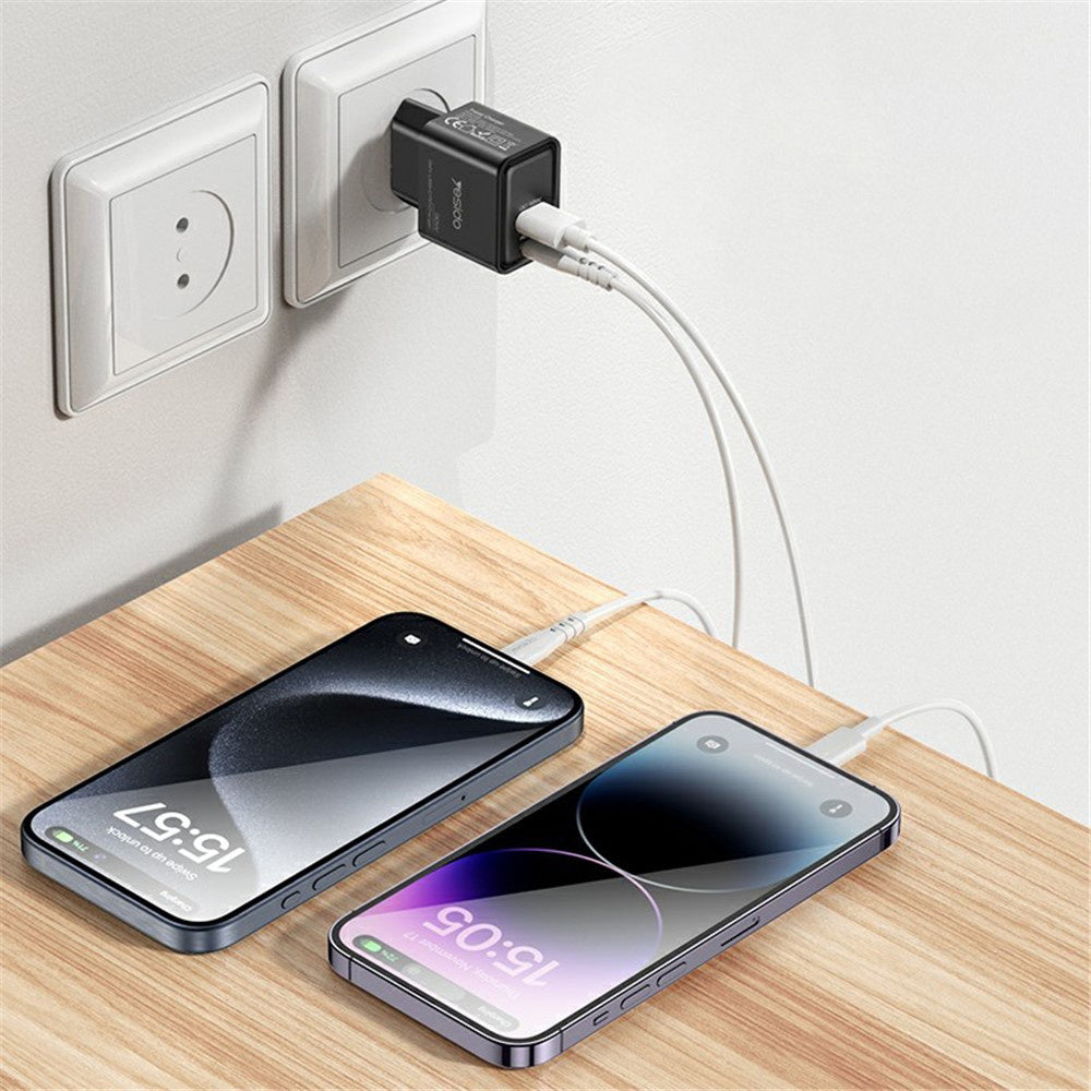 Síťová nabíječka Yesido YC64, 30W, 3A, 1 x USB-A - 1 x USB-C, černá