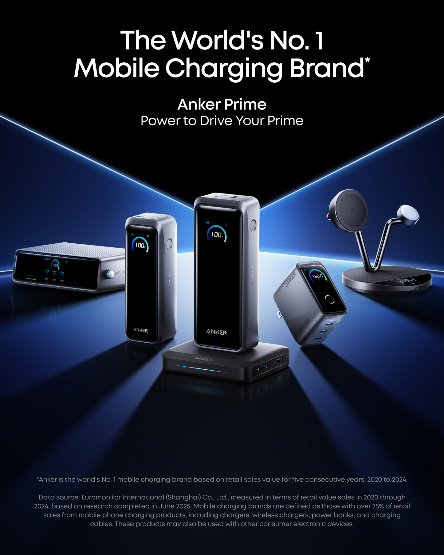 Nabíjecí stanice Anker pro externí baterii Prime, 150W, 5A, 1 x Pogo Pin - 1 x USB-A - 2 x USB-C, Černá A1903G11