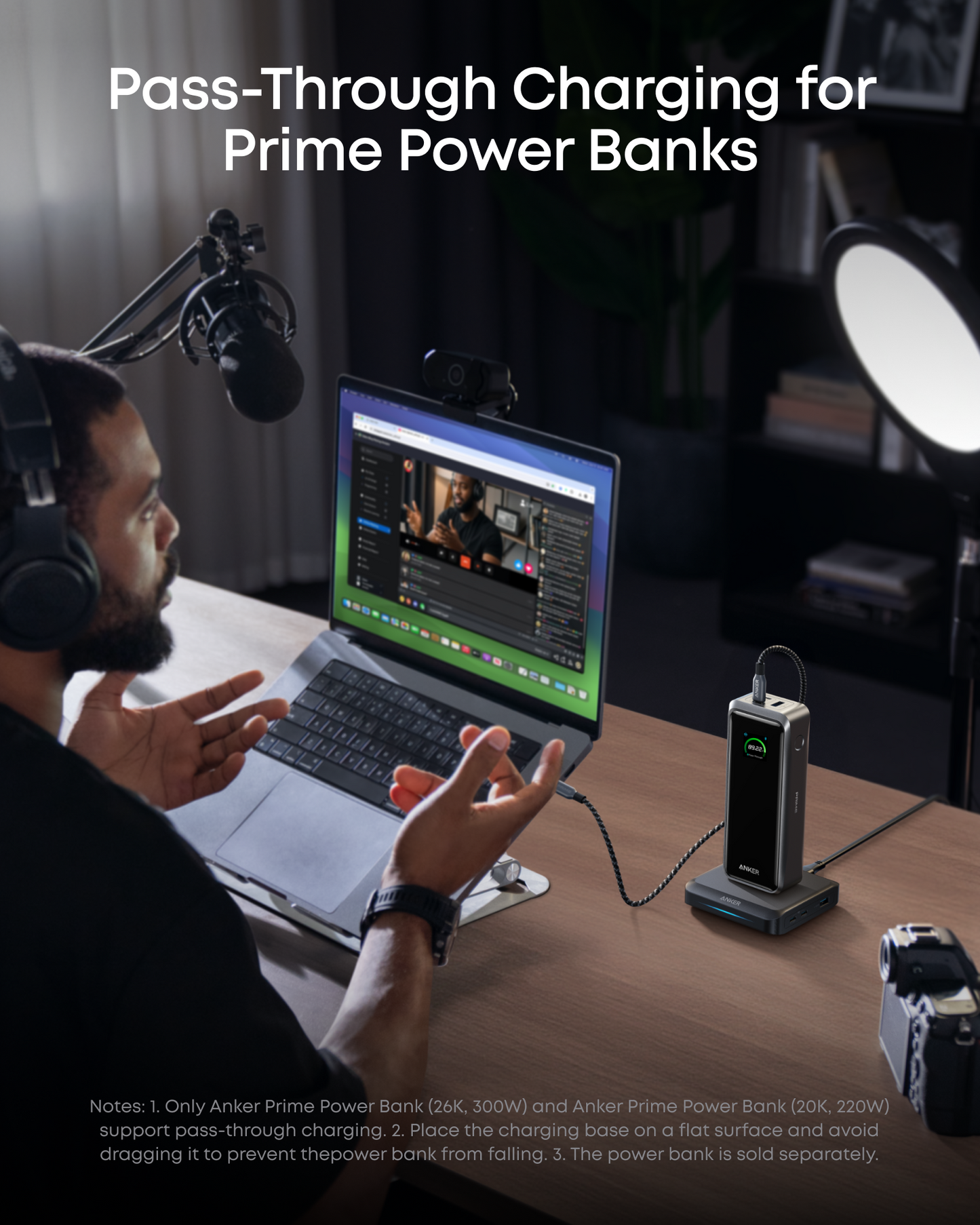 Nabíjecí stanice Anker pro externí baterii Prime, 150W, 5A, 1 x Pogo Pin - 1 x USB-A - 2 x USB-C, Černá A1903G11