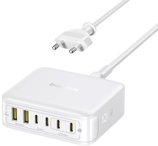 Nabíječka stanice Baseus EnerFill FH21, 120W, 3,25A, 2 x USB-A - 4 x USB-C, bílá E0120T01