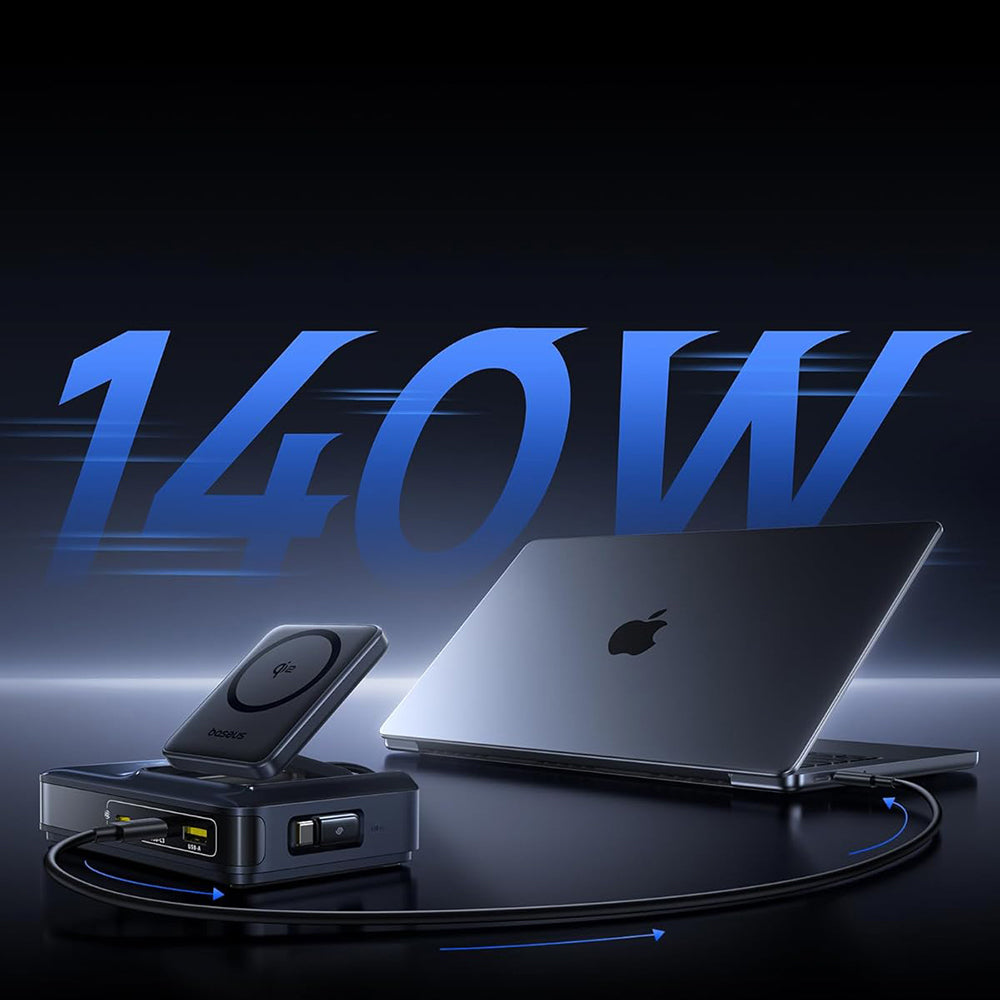 Nabíječka stanice Baseus Nomos NH21 QI 5v1, 160W, 5A, 1 x USB-A - 2 x USB-C, černá E0121700