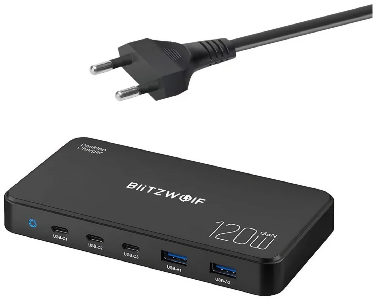 Nabíječka stanice BlitzWolf BW-i100, 120W, 5A, 2 x USB-A - 3 x USB-C, Černá