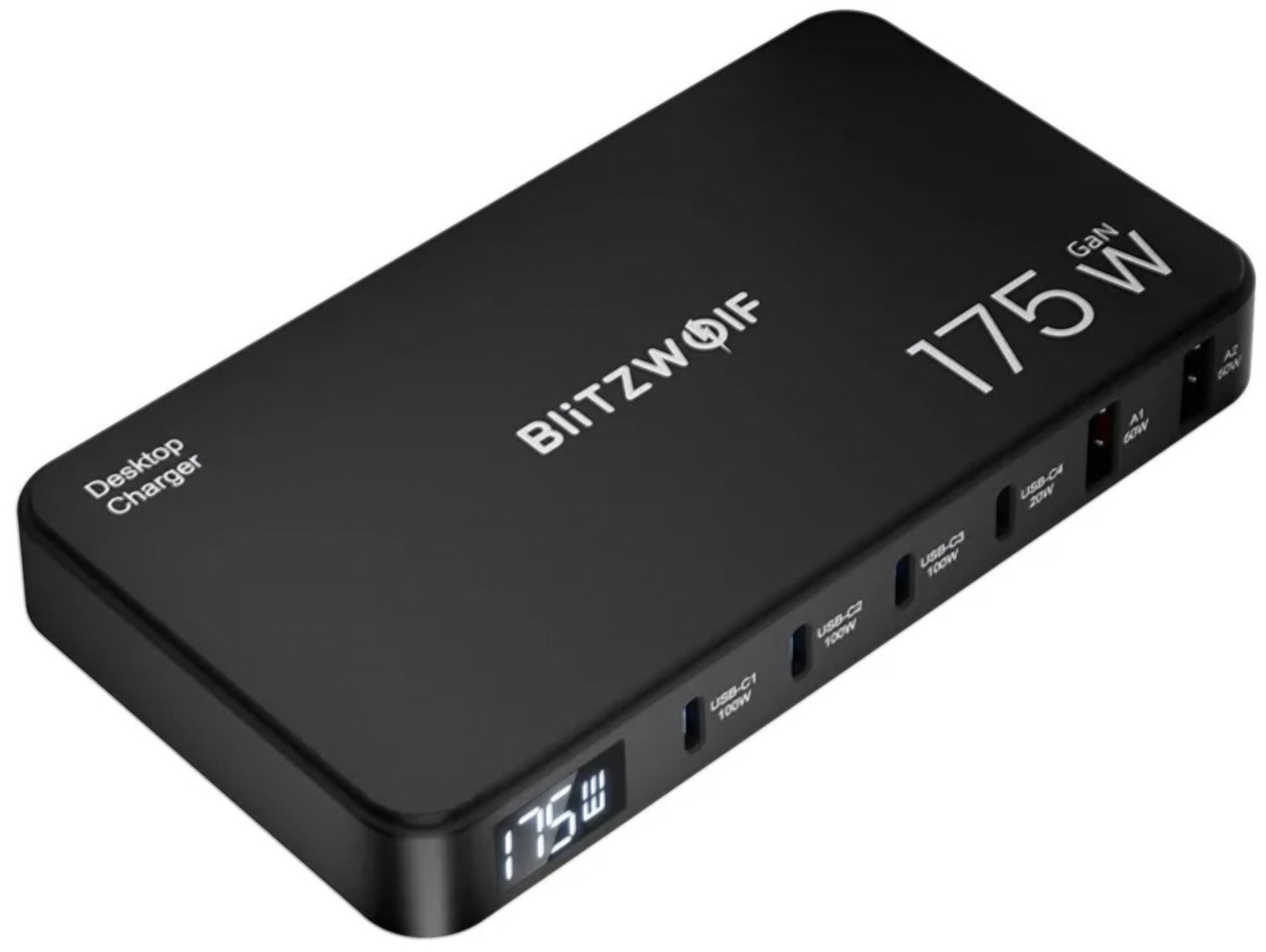 Nabíjecí stanice BlitzWolf BW-S30, 175W, 5A, 2 x USB-A - 4 x USB-C, Černá