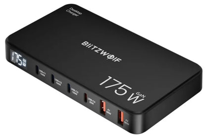Nabíjecí stanice BlitzWolf BW-S30, 175W, 5A, 2 x USB-A - 4 x USB-C, Černá