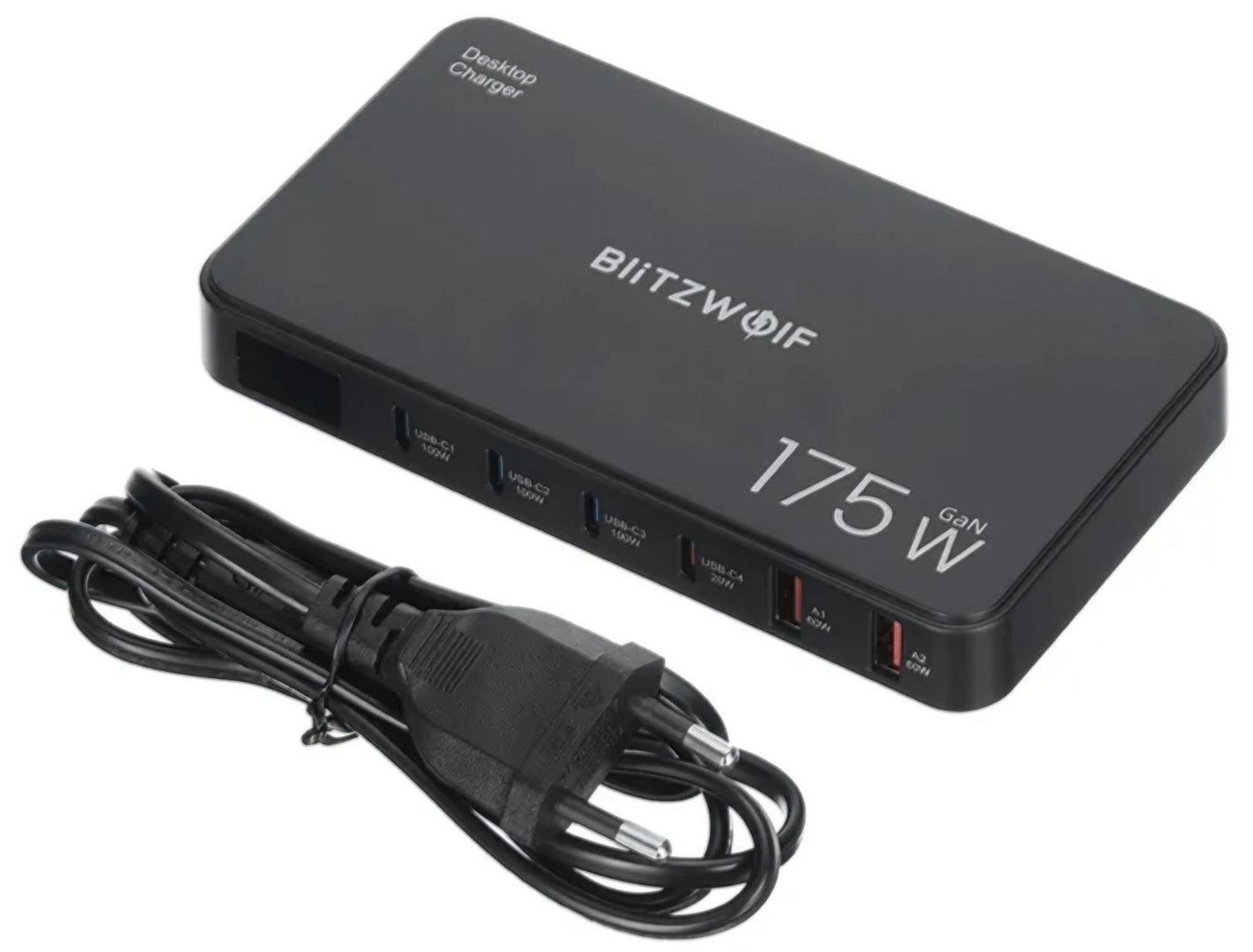 Nabíjecí stanice BlitzWolf BW-S30, 175W, 5A, 2 x USB-A - 4 x USB-C, Černá