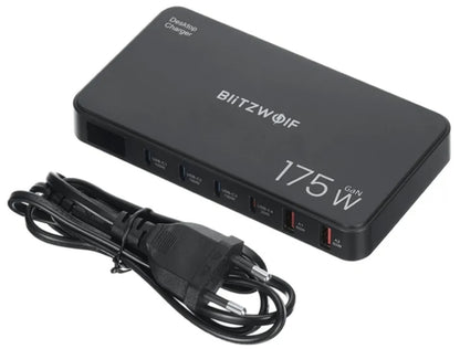 Nabíjecí stanice BlitzWolf BW-S30, 175W, 5A, 2 x USB-A - 4 x USB-C, Černá