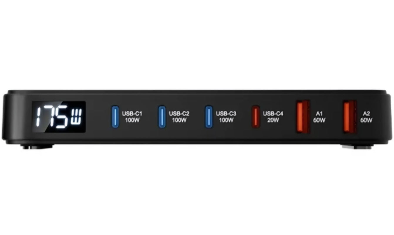 Nabíjecí stanice BlitzWolf BW-S30, 175W, 5A, 2 x USB-A - 4 x USB-C, Černá