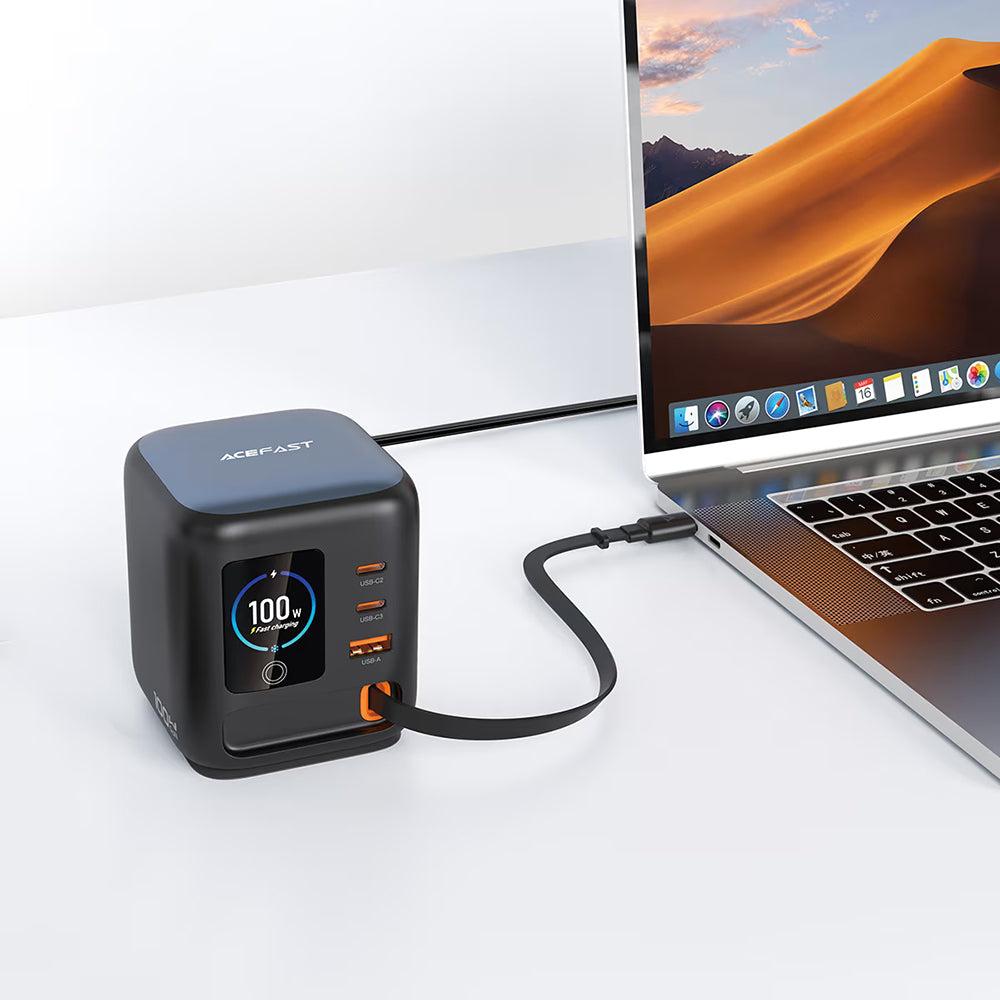 Nabíječka stanice s kabelem USB-C Acefast Z10, 100W, 1 x USB-A - 2 x USB-C, černá