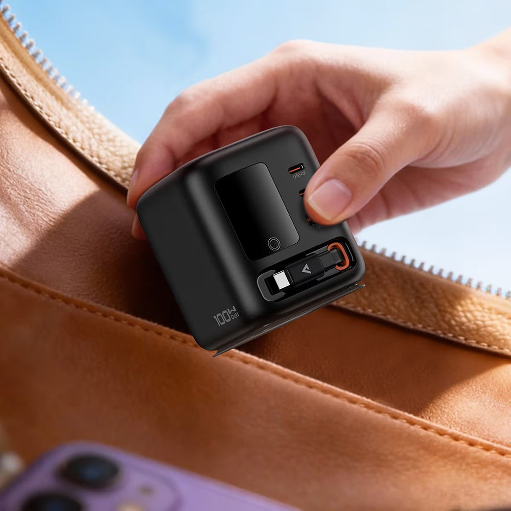 Nabíječka stanice s kabelem USB-C Acefast Z10, 100W, 1 x USB-A - 2 x USB-C, černá