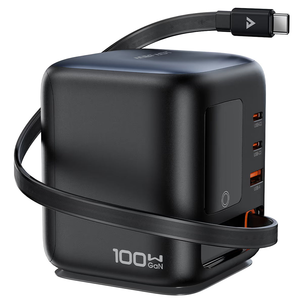 Nabíječka stanice s kabelem USB-C Acefast Z10, 100W, 1 x USB-A - 2 x USB-C, černá