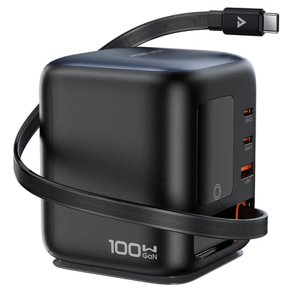 Nabíječka stanice s kabelem USB-C Acefast Z10, 100W, 1 x USB-A - 2 x USB-C, černá