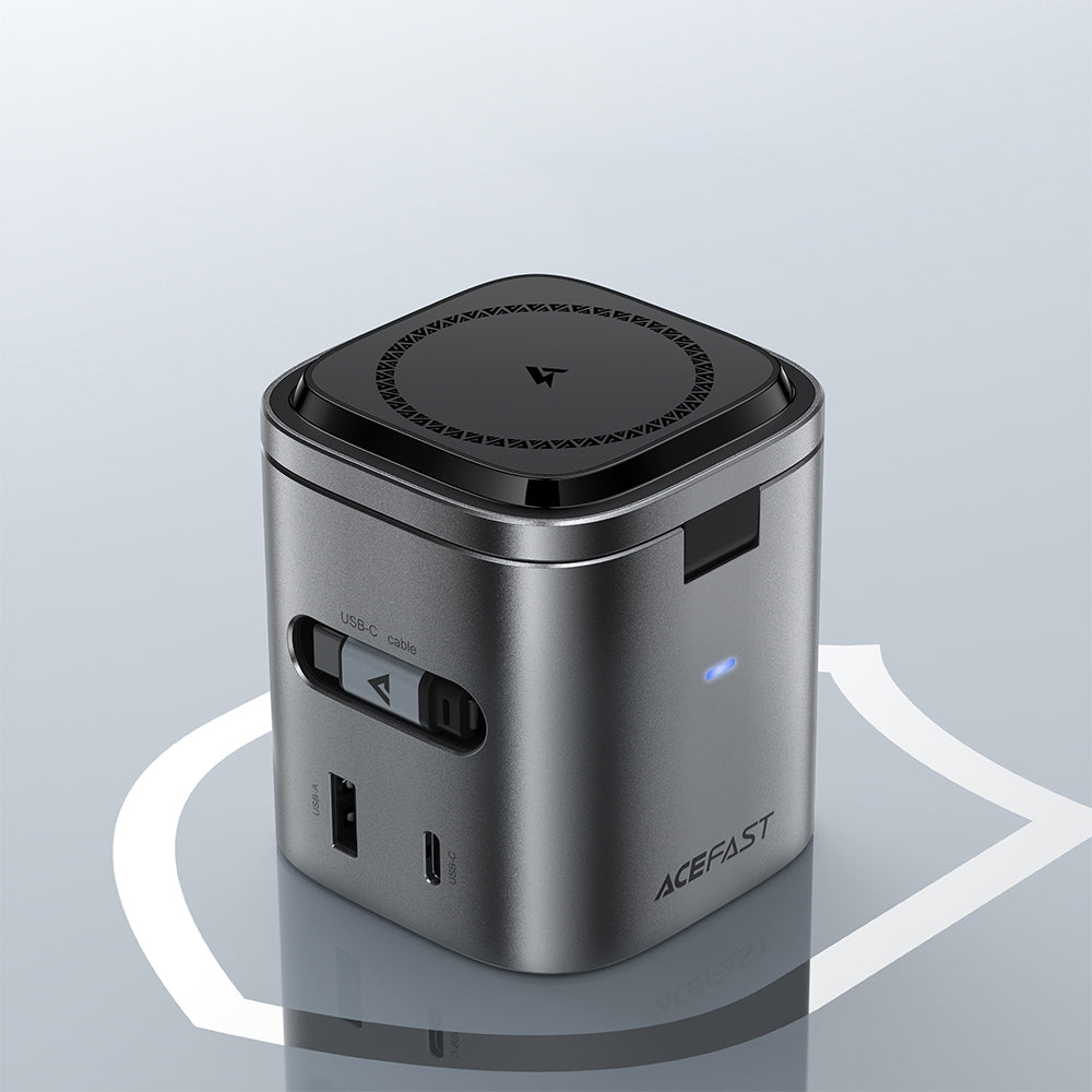 Nabíjecí stanice s kabelem USB-C Acefast Z9 QI 6v1, 80W, 1 x USB-C - 1 x USB-A, černá
