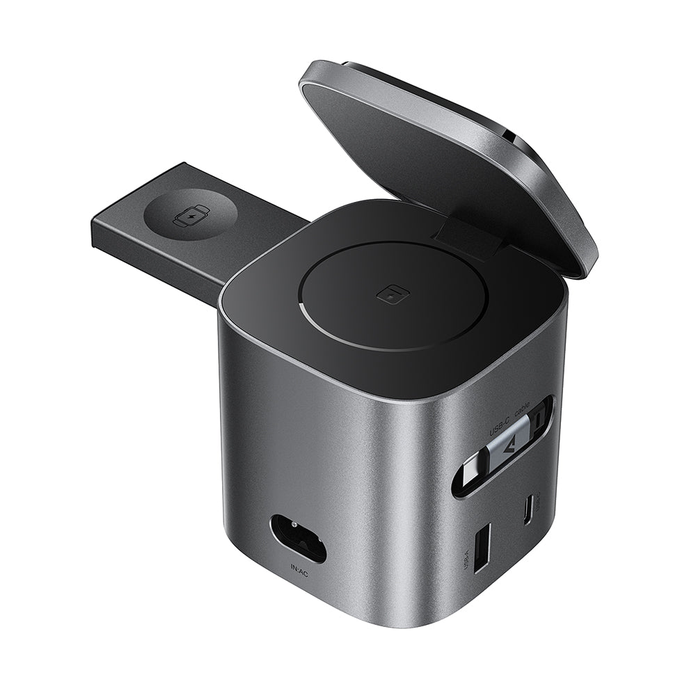 Nabíjecí stanice s kabelem USB-C Acefast Z9 QI 6v1, 80W, 1 x USB-C - 1 x USB-A, černá