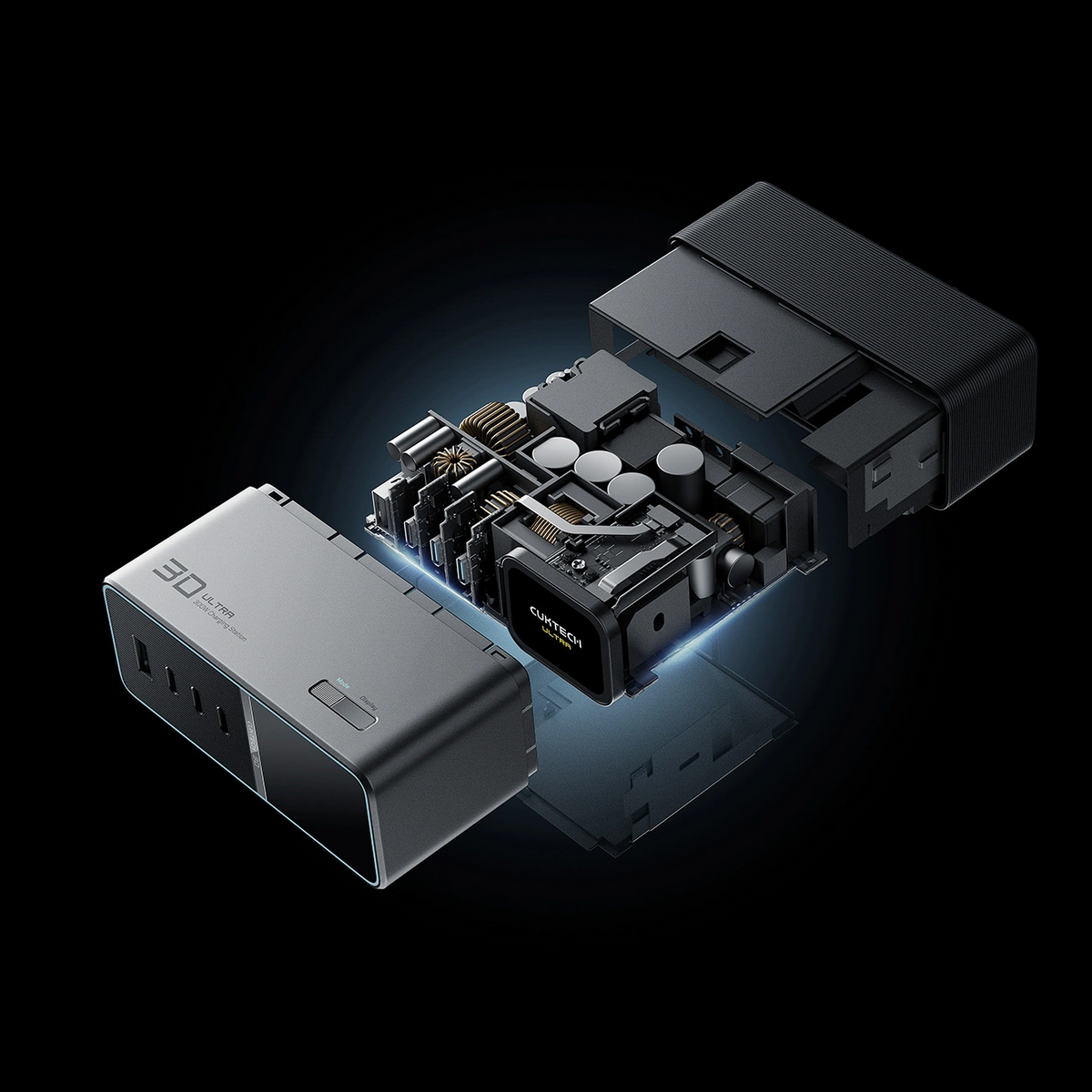 Nabíječka stanice Cuktech TA3005U, 300W, 1 x DC - 1 x USB-A - 3 x USB-C, Šedá